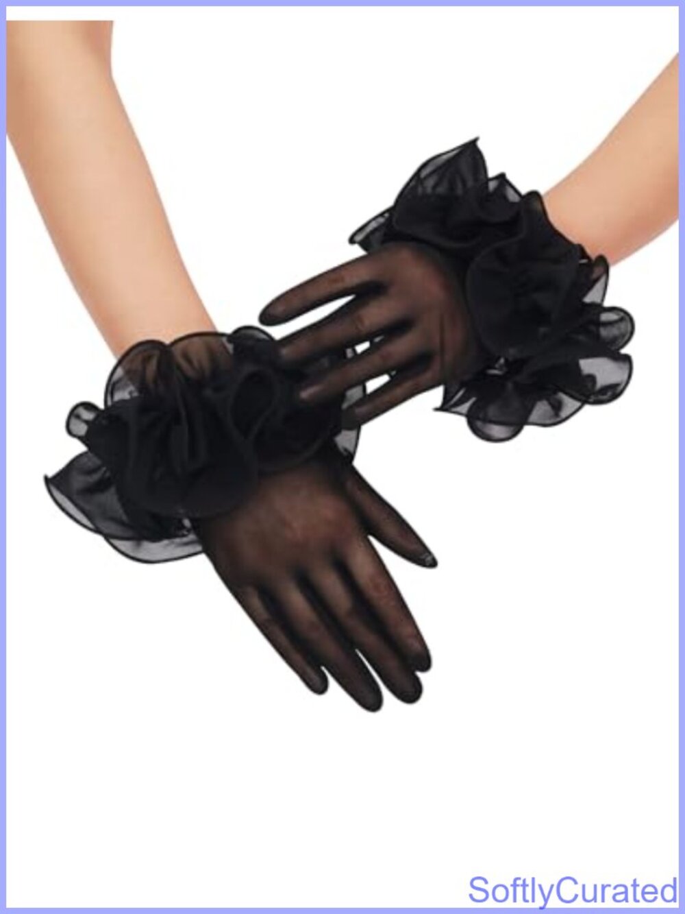 Women's Sheer Ruffle Gloves Short Lace Tea Party Gloves
